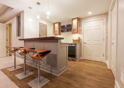 Eclectic Gray and Walnut Bar Cabinetry in Hinsdale, Illinois