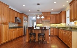 BEFORE: Kitchen Cabinet Refinishing and Floating Shelves in Oak Brook, Illinois