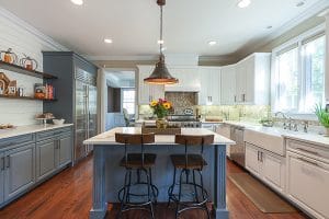 Kitchen Cabinet Refinishing and Floating Shelves in Oak Brook, Illinois