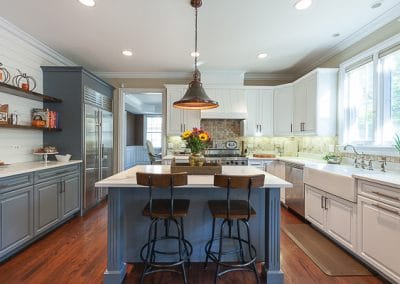 Kitchen Cabinet Refinishing and Floating Shelves in Oak Brook, Illinois