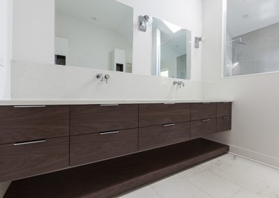 Master Bathroom Modern Floating Walnut Vanity in Clarendon Hills, Illinois