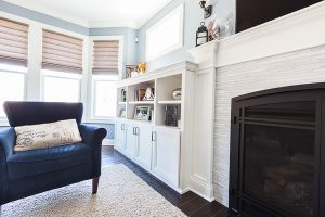 Shaker Fireplace Surround and Bookcase Cabinetry in Elmhurst, Illinois