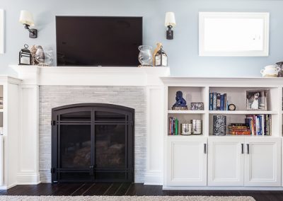 Shaker Fireplace Surround and Bookcase Cabinetry in Elmhurst, Illinois