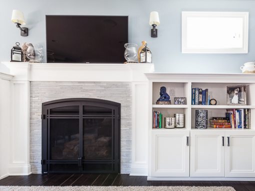 Shaker Fireplace Surround and Bookcase Cabinetry in Elmhurst, Illinois