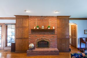 BEFORE: Shiplap Fireplace Surround and Modern Mantel in Glen Ellyn, Illinois