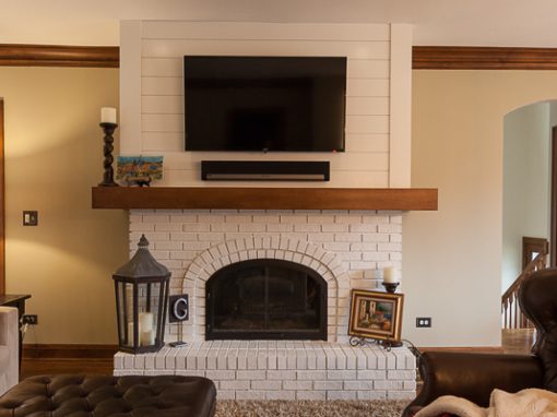 Shiplap Fireplace Surround and Modern Mantel in Glen Ellyn, Illinois