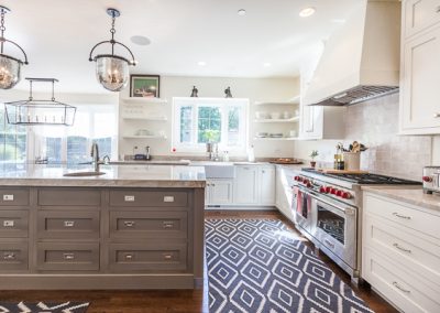 White and Gray Inset Kitchen Cabinets in Clarendon Hills, Illinois
