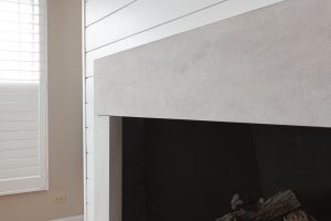 ship lap fireplace, fireplace surround, elmhurst, illinois, limestone, white ship lap, transitional