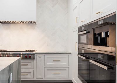 kendall charcoal waterfall countertop super white shaker inset kitchen cabinet transitional chicago illinois