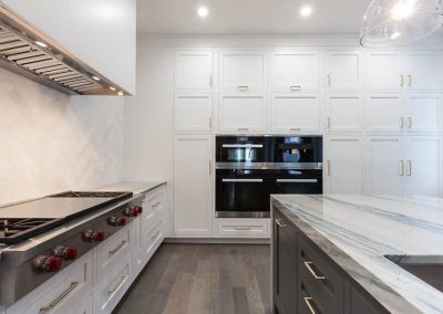 kendall charcoal waterfall countertop super white shaker inset kitchen cabinet transitional chicago illinois