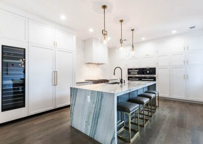 kendall charcoal waterfall countertop super white shaker inset kitchen cabinet transitional chicago illinois