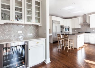 mitered shaker door benjamin moore white dove brass knobs cup pulls kitchen refinish reface clarendon hills illinois