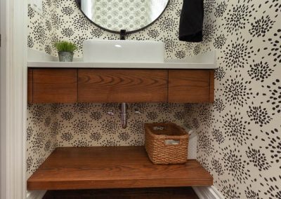 floating vanity modern stained oak floating shelf