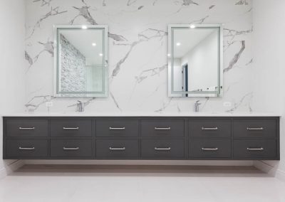 modern floating vanity master bathroom large double sink custom vanity stained transitional chicago