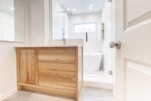 modern vanity contemporary vanity bleached walnut vanity clarendon hills illinois wheatland cabinets cabinetry vanity single bowl