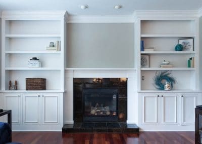 fireplace cabinetry glen ellyn illinois white book shelves book cases fireplace surround