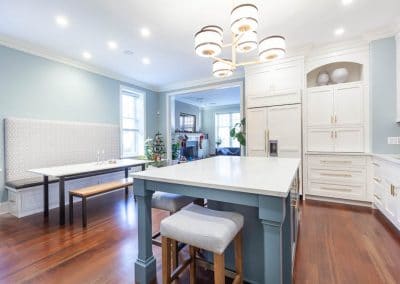 inset kitchen cabinets cabinetry custom chicago illinois blue and white kitchen cabinet transitional classic floor ceiling large island