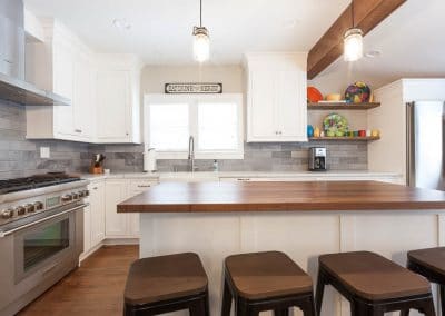 inset kitchen cabinets remodel elmhurst illinois white walnut countertop quartz custom shaker mudroom bench seat shiplap