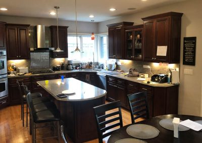 cherry kitchen cabinets refinished painted painting refinishing elmhurst illinois white cabinets gray island