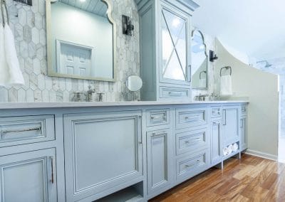 inset vanity baby blue drop in tub naperville illinois double vanity master bathroom vintage mirror open shelves