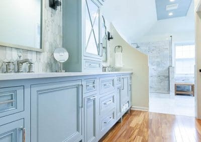 inset vanity baby blue drop in tub naperville illinois double vanity master bathroom vintage mirror open shelves