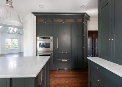 kitchen cabinet reface refinish western springs illinois farrow and ball studio green white dove shaker brass floating shelves brass grill