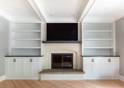 office cabinetry fireplace bookcases white wood park ridge illinois