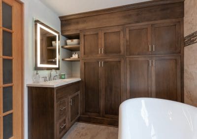 master bath vanity cabinet storage custom storage shaker inset alder villa park illinois