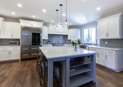 kitchen reface naperville kitchen refinish quartz countertops white perimeter gray island glass tile backsplash shaker