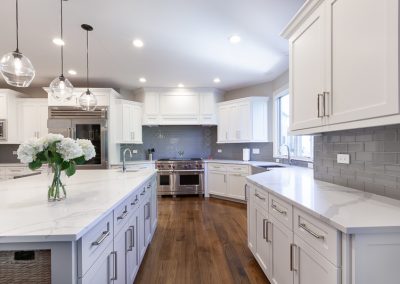 kitchen reface naperville kitchen refinish quartz countertops white perimeter gray island glass tile backsplash shaker