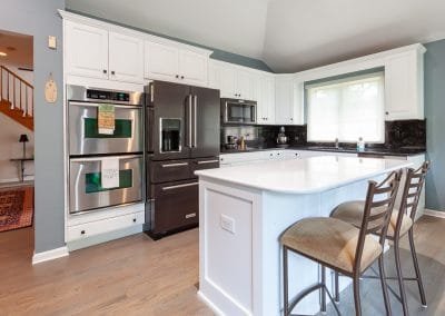kitchen refinish modification pantry cabinet taupe glaze white perimeter