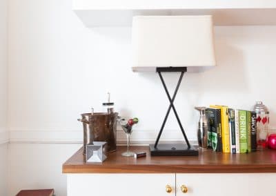 dining room credenza sherwin williams pure white walnut countertop floating shelves maple corner floating shelves oak park illinois modern