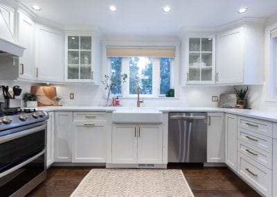 kitchen refinish reface quartz countertop cabinet painting shaker style white dove, benjamin moore brass backsplash