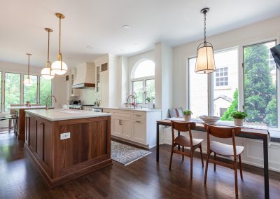 white dove walnut inset cabinets kitchen island white dove banquette