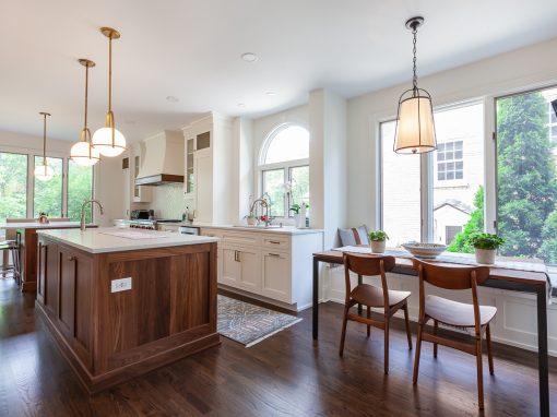 White Dove and Walnut Kitchen Cabinets in Glen Ellyn, Illinois