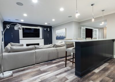 benjamin moore soot basement fireplace built-ins inset shaker chic wheatland cabinets elizabeth steiner photography