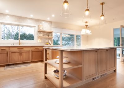 white oak custom kitchen cabinets inset floating shelves elizabeth steiner photography wheatland cabinets