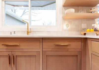 white oak custom kitchen cabinets inset floating shelves elizabeth steiner photography wheatland cabinets