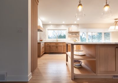 white oak custom kitchen cabinets inset floating shelves elizabeth steiner photography wheatland cabinets