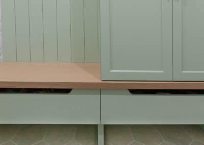 swoop drawer sw softened green custom mudroom locker cabinetry in elmhurst illinois