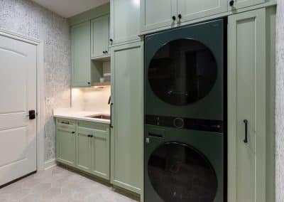 laundry room cabinetry in elmhurst illinois sw softened green finish full overlay